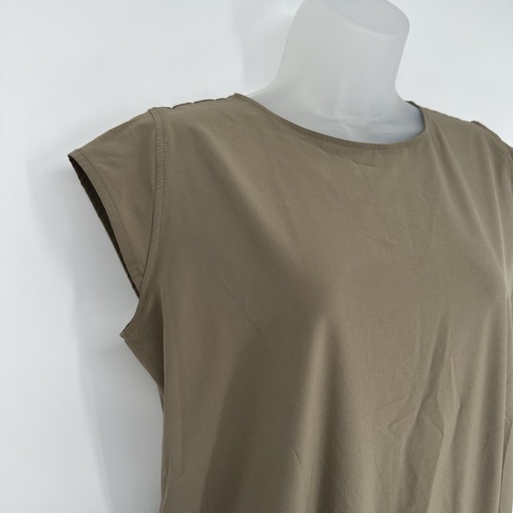 Albion Fit Going Places Drawstring Dress Women Sz M Tan Cap Sleeve Pockets Nylon - Picture 5 of 10